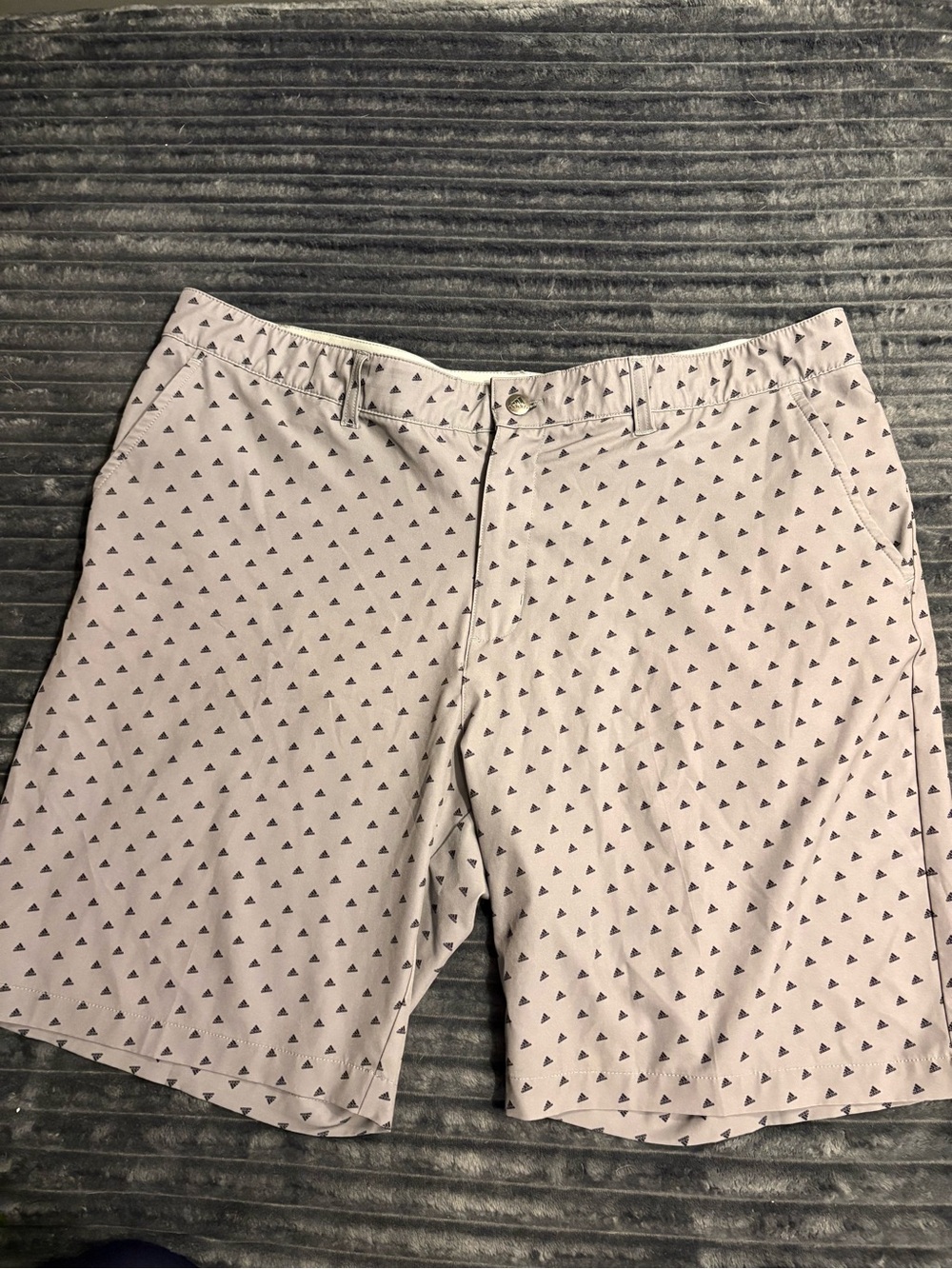 adidas Light Gray Men's Printed Flat-Front Shorts